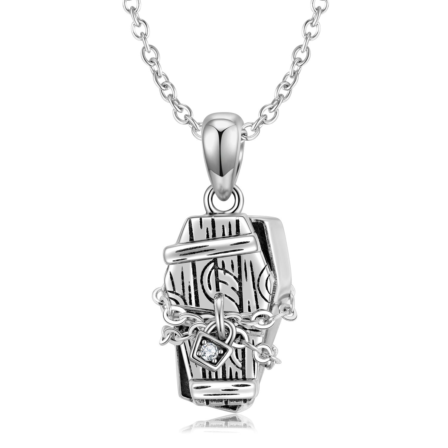Sterling Silver Sealed Coffin Necklace