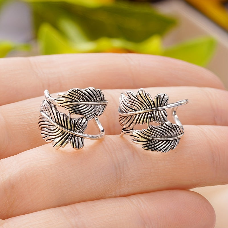 Silver Plated Leaf Design Ear Cuff
