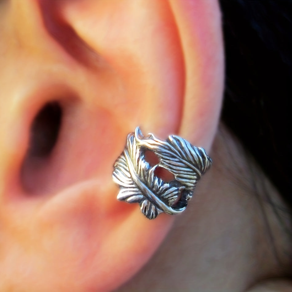 Silver Plated Leaf Design Ear Cuff