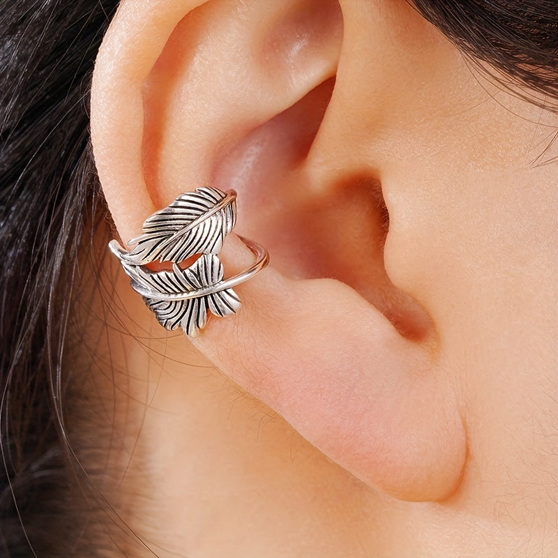 Silver Plated Leaf Design Ear Cuff