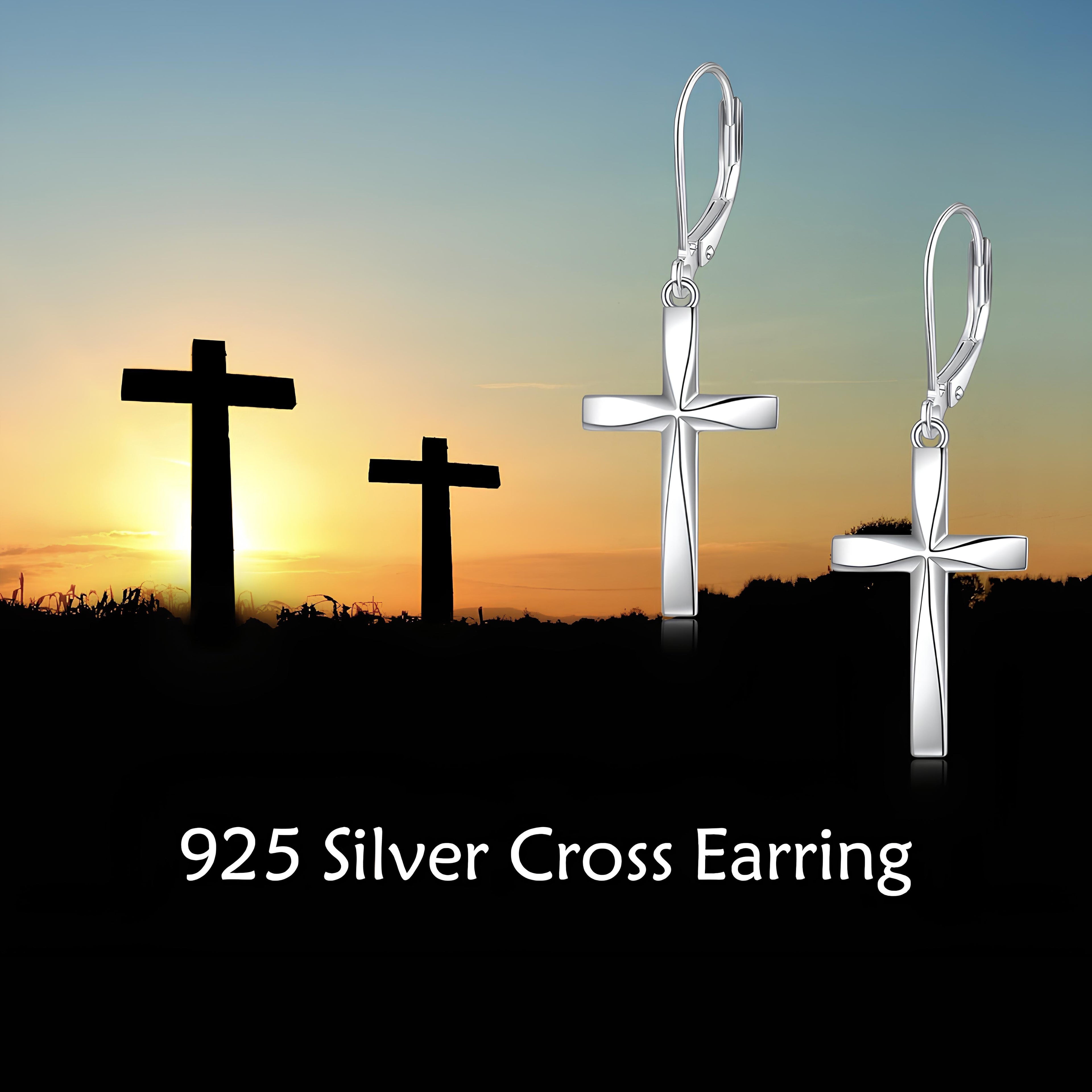 Sterling Silver Cross Earrings