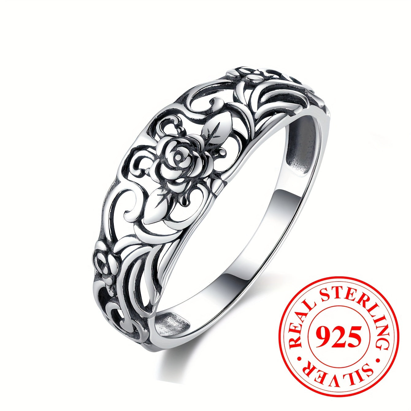 Sterling Silver Rose Ring