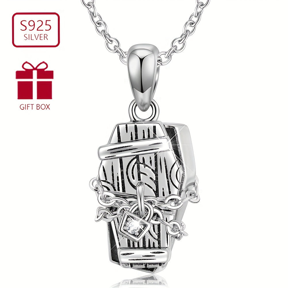 Sterling Silver Sealed Coffin Necklace