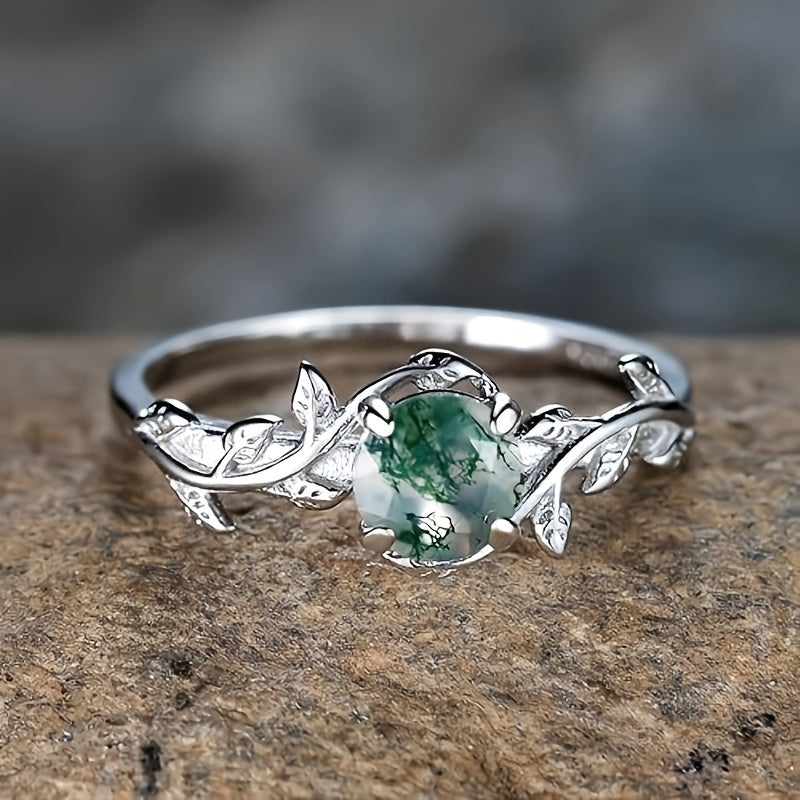 Sterling Silver Round Water Grass Ring