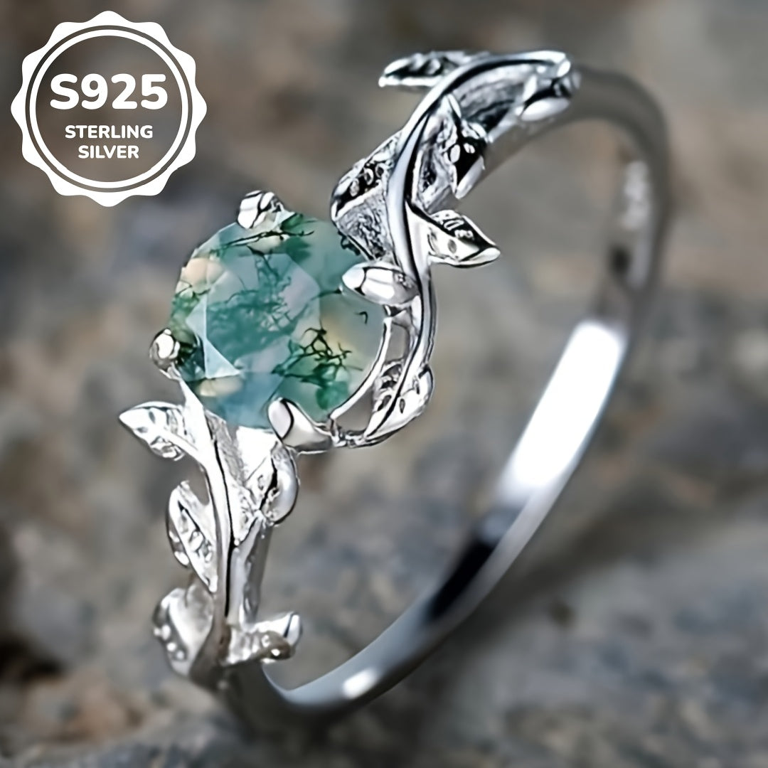 Sterling Silver Round Water Grass Ring